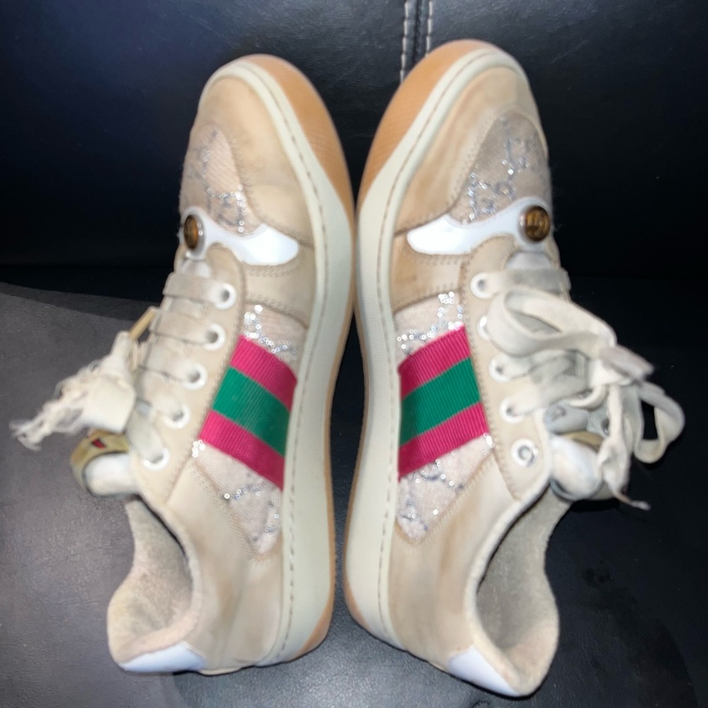 GUCCI Canvas and Suede Screener Sneaker Embellish Womens EU 35.5 US 5.5 - Picture 5 of 8